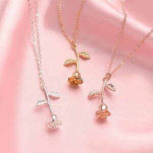 🎁 14K Rose Gold Plated Beautiful Flower Necklace for Women, EVGG1088